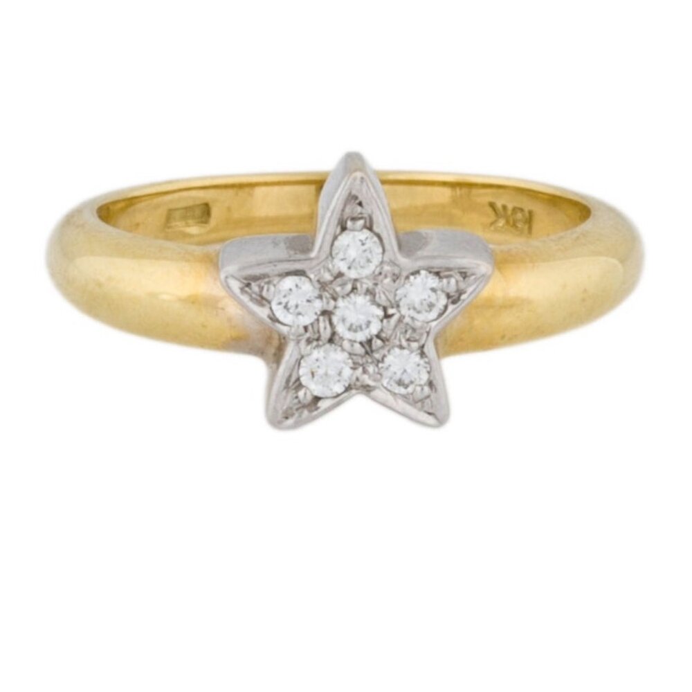 ROBERTO COIN 18K 750 YELLOW GOLD DIAMOND STAR RING - Picture 4 of 9